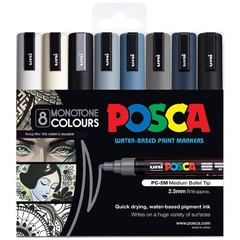 Posca PC-5M Paint Marker Medium Bullet Tip 2.5mm Monotone Colours – Pack of 8