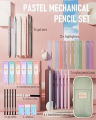 39 PCS Aesthetic School Supplies with Big Capacity Pen Case, 12 Color Pastel Hig