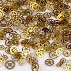 25 Gold Watch Wheels 4mm Tiny altered art parts Gears steampunk watchmaker lot