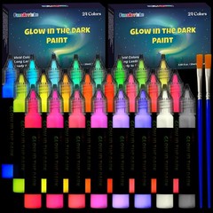 48 Pack Glow in the Dark Fabric Paint Set Neon Acrylic 3D Craft Markers 20ml