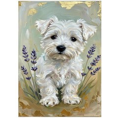 5D Diamond Painting Set White Puppy Theme Full Round Diamond DIY Art Resin 12×16
