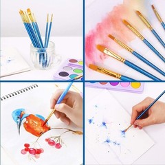 Acrylic Paint Brush Set, 1 Packs / 10 pcs Watercolor Brushes 10pcs, Blue