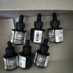 Lot of 12 Dr. Ph. Martin’s Bombay India Ink Ink Bottle, 1.0 oz, BLACK WHITE