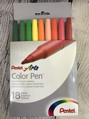 Pentel Arts Color Pen Fine Point Color Markers, 18 Markers, NEW SEALED