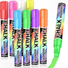 Jumbo Chalk Window Markers for Cars Glass Washable – 8 Colors Liquid Chalk Marke