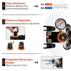 Airbrush Kit with Compressor Dual Action Gravity Feed 120W 110V Airbrushing