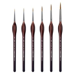 XDT#729 Micro Pin Point Artist Paint Brush Set Triangular Handle 6 PCS