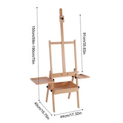 Foldable & Adjustable Art Easel with Storage Drawer Trays, Beech Wooden Easel