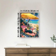 Black CAT Beach Animal Framed Canvas DIY Paint by Numbers Kit Bar Cafe Cave H…