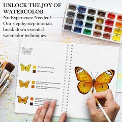 Watercolor Workbook Paint Book Beginner 12 Patterns Stress-Relieving Autumn 1