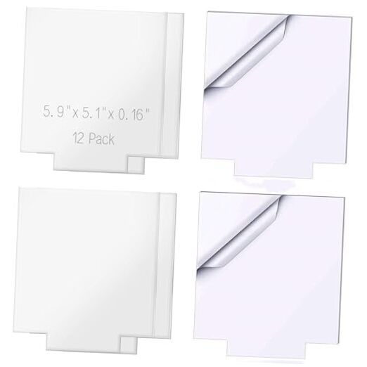 (Pack of 12) Acrylic Sheet Clear Cast for LED 5.9 x 5.1 x 0.16 inches square