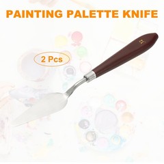 2pcs Painting Palette Knife 2.83 x 0.94 Inch Stainless Steel with Plastic Handle