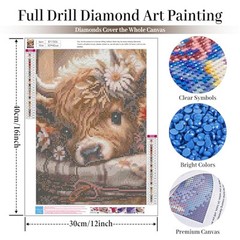 Cow Diamond Art Kits for Adults, Highland Cow Diamond Painting Kits for Cow01