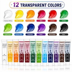 Artist Grade Acrylic Glass Paint Stained Transparent Glass Window Paint Set G…
