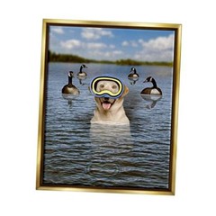 ‘Funny Dog Goggles 20″L x 16″W Metallic Gold (Matte) Floater Frame (1.7″D)