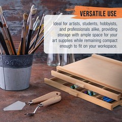 US Art Supply® 2-Drawer Artist Wood Pastel, Pen, Marker Storage Box