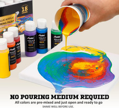 Metallic Acrylic Pouring Paint Set – Set of 18 Metallic Colors – Pre-Mixed High