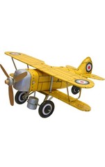 MS454Y – Collectible Tin Toy – Yellow “Curtis” biplane – 3″H x 7.25″W x 7.75″D