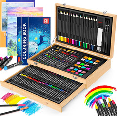 Art Supplies, 150-Pack Deluxe Wooden Art Set Crafts Drawing Painting Kit with 1