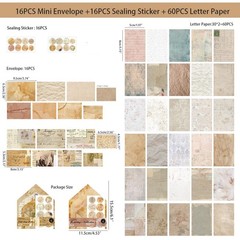 92 Pieces Mini Stationery Paper Envelopes and Sealing Sticker Set, 60 cream