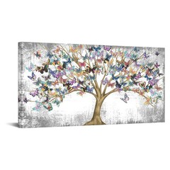 RyounoArt Butterfly Pictures Wall Art Large Tree of Life Painting on Canvas F…