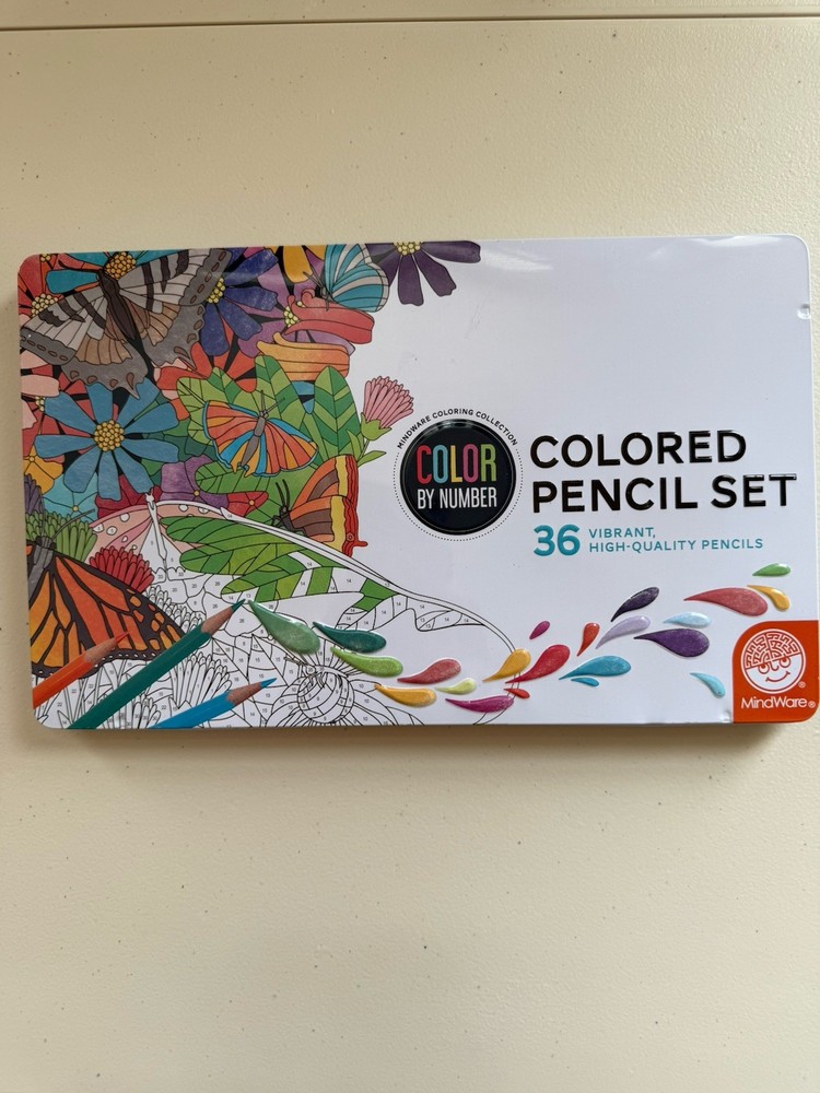 Mindware Color By Number Pencil Set 36 Vibrant High-Quality With Tin