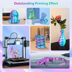3Dgenius Silk Triple Color PLA 250g, Tri Colors(rose Red+sky Blue+green)