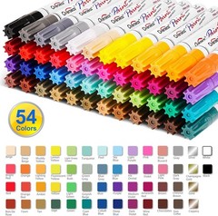 54 Color Paint Markers Oil Based Permanent Paint Pens Waterproof Metal Wood P…