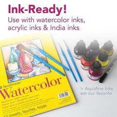 Strathmore 360-109 300 Series Watercolor Pad, 9″x12″ Tape Bound, 12 Sheets