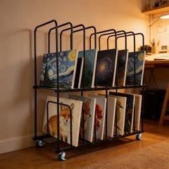 2 Tier Art Storage Rack 50 Lbs Capacity With Locking Wheels Rack For Classroom