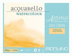Fabriano Artistico 140 lb. Cold Press 20 Sheet Block 9×12″ – Traditional White