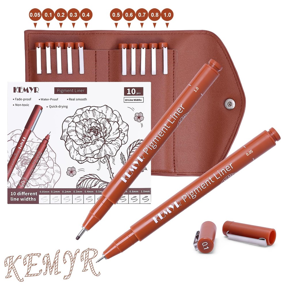 10 Micro Fine liner Drawing Art Pens Calligraphy Pens: 0.05mm-1.0mm Size Art …