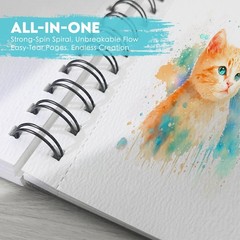 100% Cotton Watercolor Paper Pad – 3 Pack (90 Sheets) 5.5″x8.5″ Cold Press, 1…