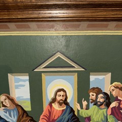 VTG 60’s Painting The Last Supper Religious Jesus Painting 34″x17.5″ Frame
