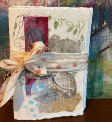 Handmade Art Journal: Orchid MonoPrint, Arches Watercolor Paper, Silk Tie