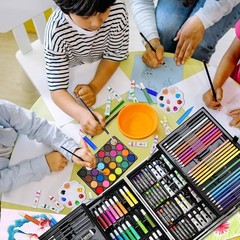 145PCS Blue Art Drawing Set Kit For Kids Children Teens Supplies Paint Pencil