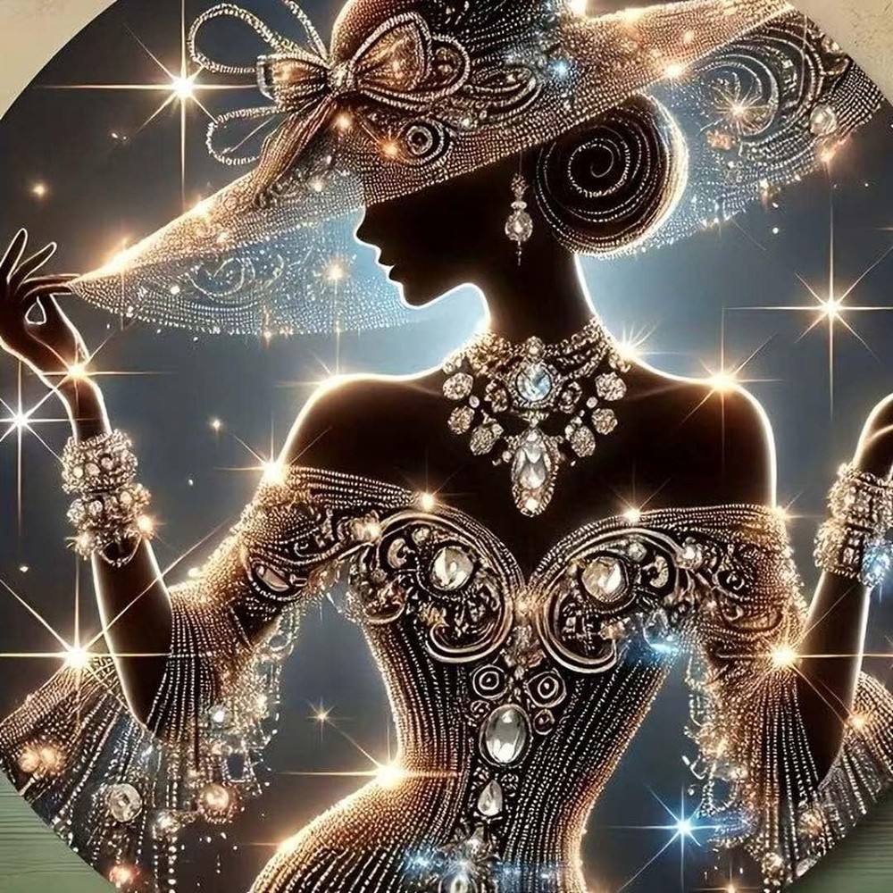 OJTOYART Elegant Lady Diamond Art Kits for Adults,5D 12 x 12 inches, YP037