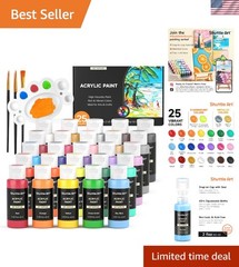 Acrylic Paint, 25 Colors Acrylic Paint Set, 2oz/60ml Bottles, Rich Pigments P…