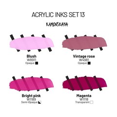 Acrylic Ink Set Color Combination #13 1 Fl Oz 30ml Each For Artists 4 PCS