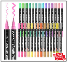 28 Pastel Colors Dual Tip Acrylic Paint Markers, Brush Tip and Fine Tip Acrylic