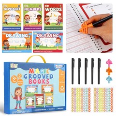 Magic Grooved Handwriting Practice Book for Kids Ages 3-8, Reusable Tracing W…