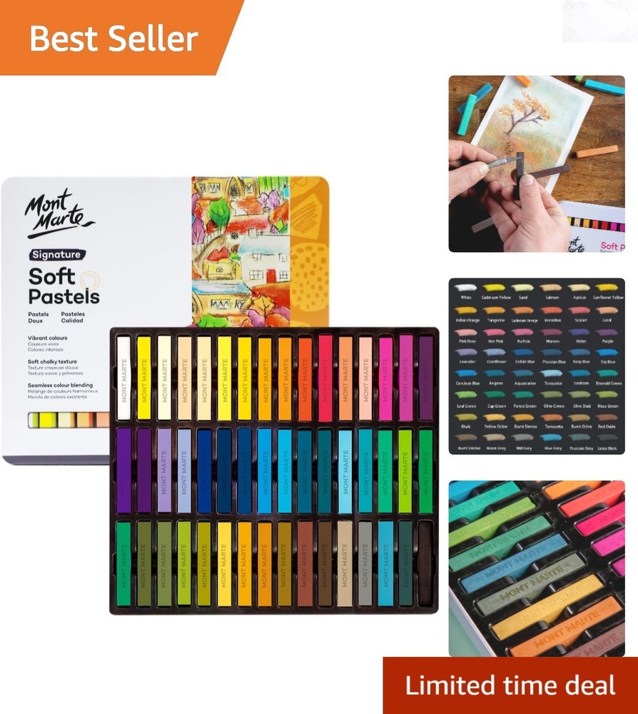 Vibrant 48-Piece Soft Pastel Set with Storage Tin