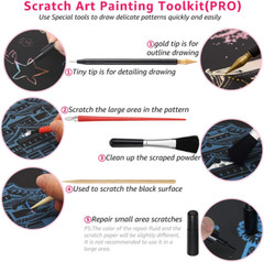 Scratch Painting Kits for Adults & Kids, Rainbow Painting Night View Scratchboar