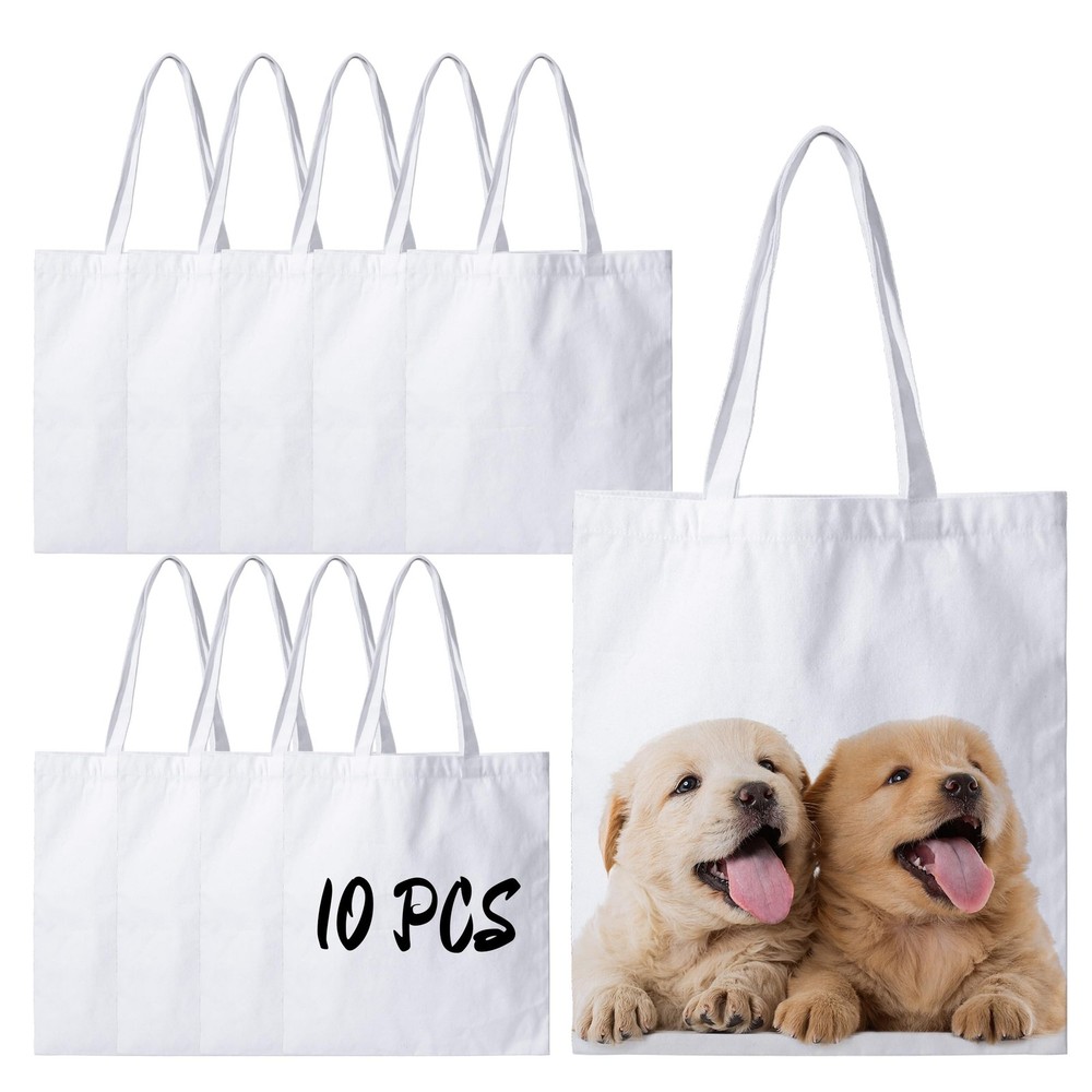 10 Pack Canvas Tote Bags Sublimation Blanks Reusable Shopping Craft