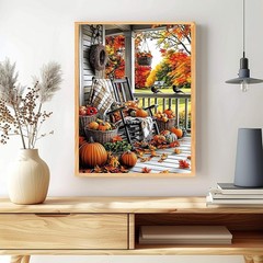 Adult Paint by Numbers Kit Autumn Porch Acrylic DIY Painting Set Paint by