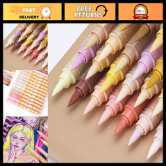 24 Colors Skin Tone Acrylic Paint Markers Set – Brush Tip for Art, Comics & Craf