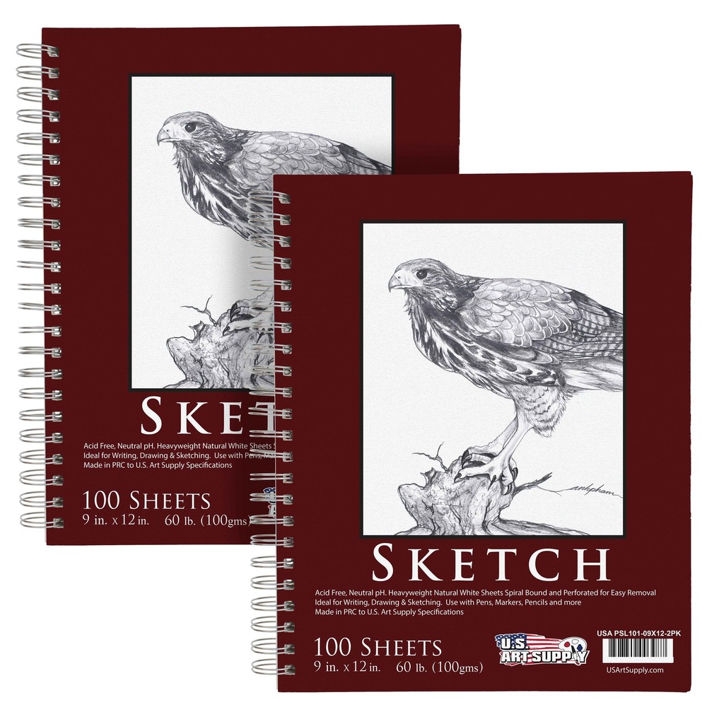 9″ x 12″ Left Hand Spiral 60lb Sketch Pad (Pack of 2)