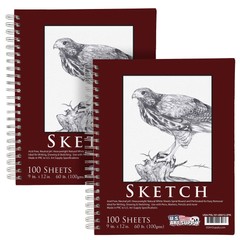 9″ x 12″ Left Hand Spiral 60lb Sketch Pad (Pack of 2)