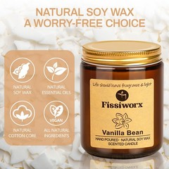 Fissiworx Vanilla Scented 3.5 inches (W) x 4.3 (H), scented candle