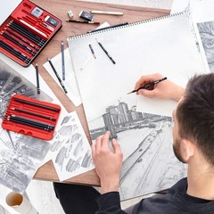 Drawing Set for Adults, Set of 33 Artist Sketching Tools, 20 Graphite & 4 Ske…